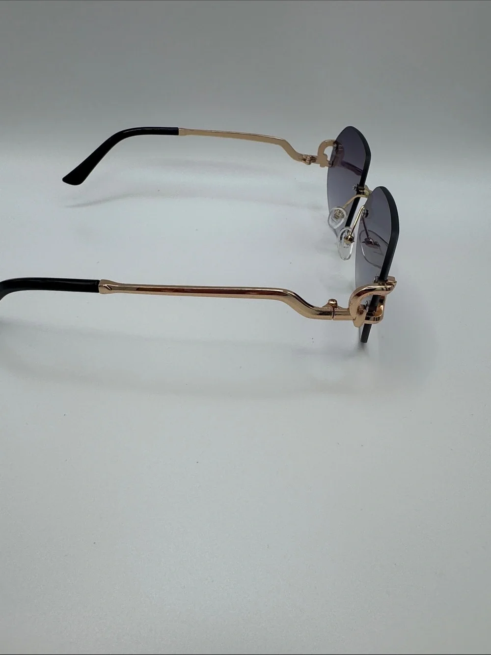 Gold Rim Purple Gradient Rimless Sunglasses